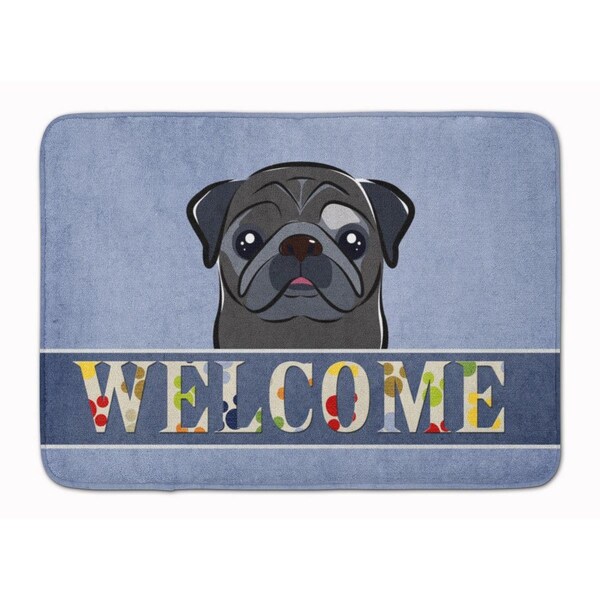 Carolines Treasures Black Pug Welcome Machine Washable Memory Foam Mat BB1449RUG - main